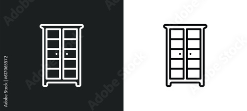 armoire line icon in white and black colors. armoire flat vector icon from armoire collection for web, mobile apps and ui. photo