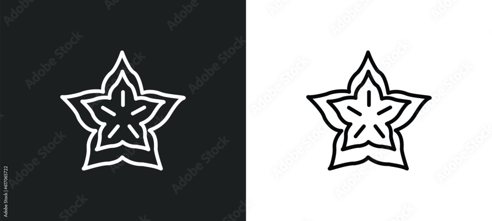 carambola line icon in white and black colors. carambola flat vector icon from carambola collection for web, mobile apps and ui. carambola line icon in white and black colors. carambola flat vector icon from carambola collection for web, mobile apps and ui.