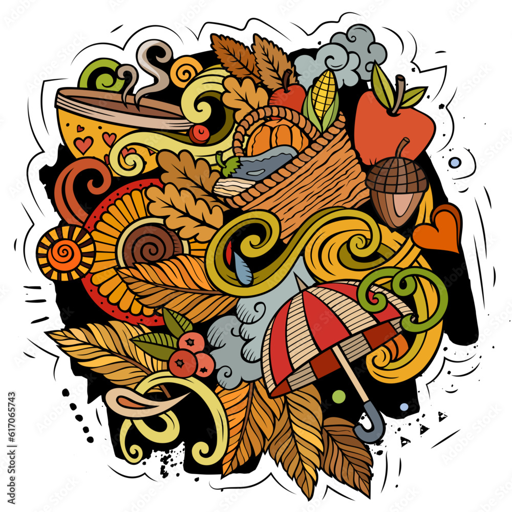 Autumn cartoon vector doodles illustration