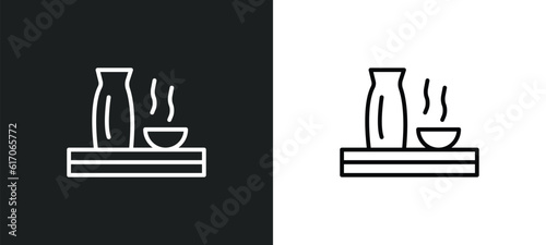 sake line icon in white and black colors. sake flat vector icon from sake collection for web, mobile apps and ui.
