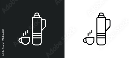 thermo flask line icon in white and black colors. thermo flask flat vector icon from thermo flask collection for web, mobile apps and ui.
