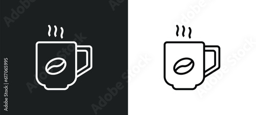 hot coffee cup line icon in white and black colors. hot coffee cup flat vector icon from hot coffee cup collection for web, mobile apps and ui.