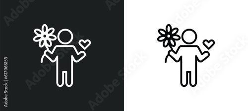 loved human line icon in white and black colors. loved human flat vector icon from loved human collection for web, mobile apps and ui.