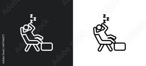 lazy human line icon in white and black colors. lazy human flat vector icon from lazy human collection for web, mobile apps and ui.