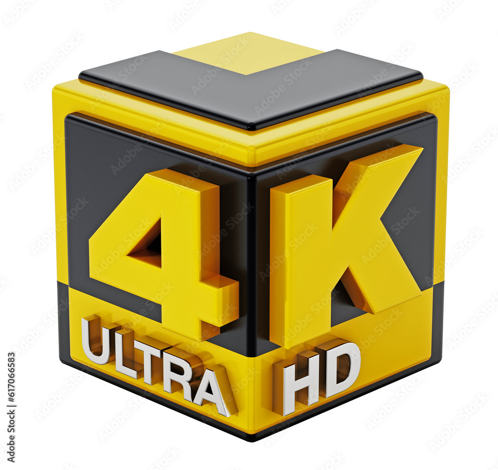 4K ultra HD icon isolated on transparent background. 3D illustration 4K ultra HD icon isolated on transparent background. 3D illustration