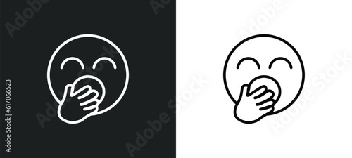 yawning emoji line icon in white and black colors. yawning emoji flat vector icon from yawning emoji collection for web, mobile apps and ui.
