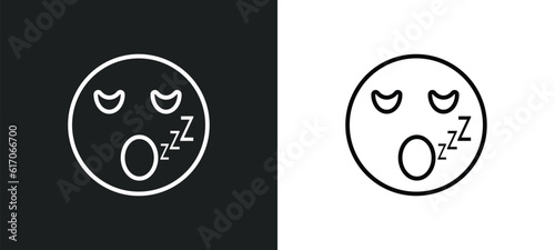 sleeping emoji line icon in white and black colors. sleeping emoji flat vector icon from sleeping emoji collection for web, mobile apps and ui.