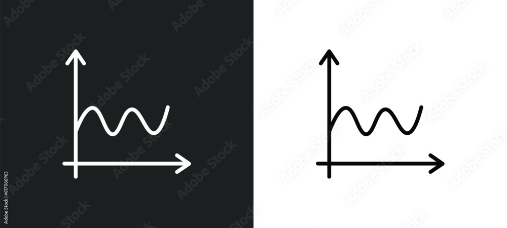 sinusoid line icon in white and black colors. sinusoid flat vector icon from sinusoid collection for web, mobile apps and ui.