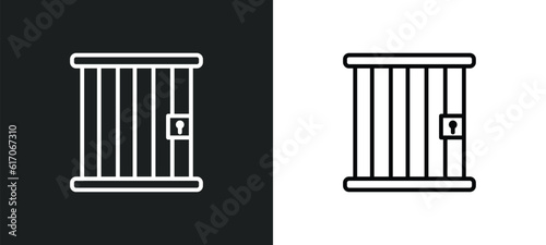 jail line icon in white and black colors. jail flat vector icon from jail collection for web, mobile apps and ui.