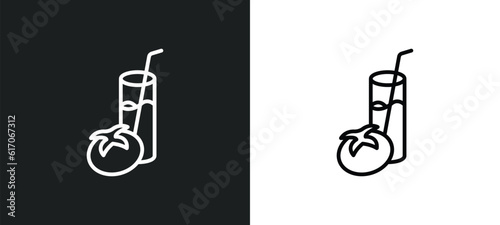 tomato juice line icon in white and black colors. tomato juice flat vector icon from tomato juice collection for web, mobile apps and ui.