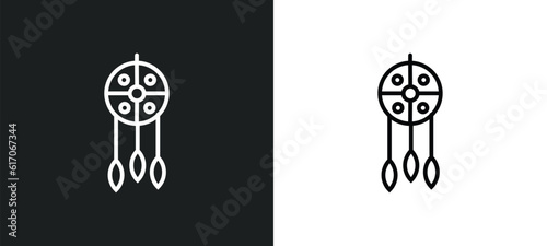 native american line icon in white and black colors. native american flat vector icon from native american collection for web, mobile apps and ui.