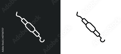 periodontal scaler line icon in white and black colors. periodontal scaler flat vector icon from periodontal scaler collection for web, mobile apps and ui.