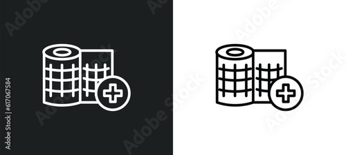 gauze line icon in white and black colors. gauze flat vector icon from gauze collection for web, mobile apps and ui.