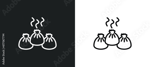 wontons line icon in white and black colors. wontons flat vector icon from wontons collection for web, mobile apps and ui.