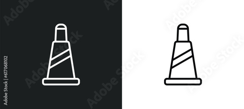 traffic cone line icon in white and black colors. traffic cone flat vector icon from traffic cone collection for web  mobile apps and ui.
