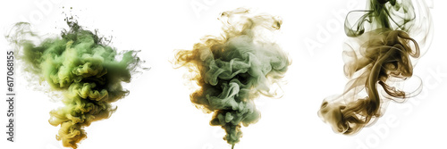 Green brown toxic poisonous gas cloud transparent isolated - Generative AI photo