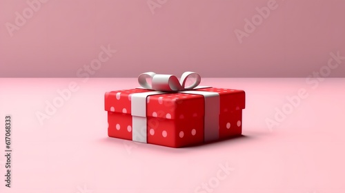 Christmas and New Year's Day. red gift box. pink background. generative ai