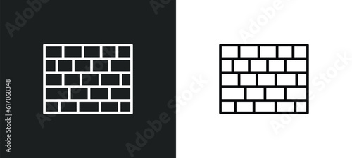 Fotografie brickwall line icon in white and black colors