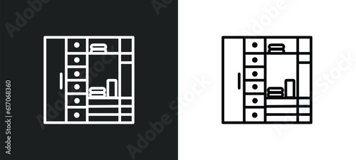 big clo line icon in white and black colors. big clo flat vector icon from big clo collection for web, mobile apps and ui.