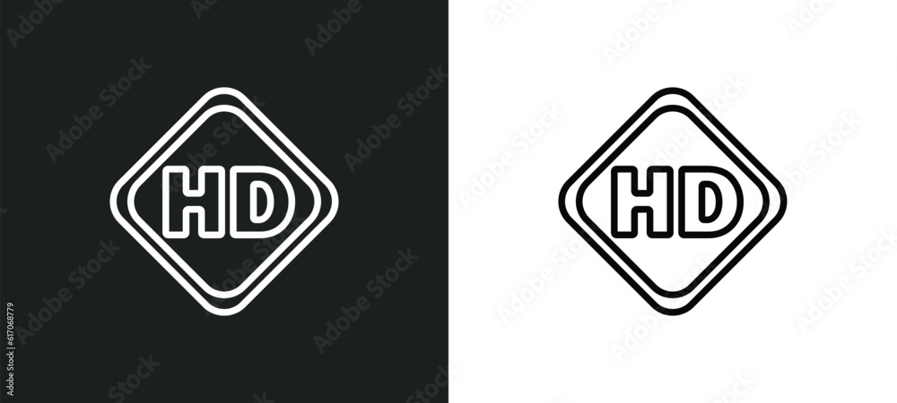 hd video line icon in white and black colors. hd video flat vector icon from hd video collection for web, mobile apps and ui. hd video line icon in white and black colors. hd video flat vector icon from hd video collection for web, mobile apps and ui.