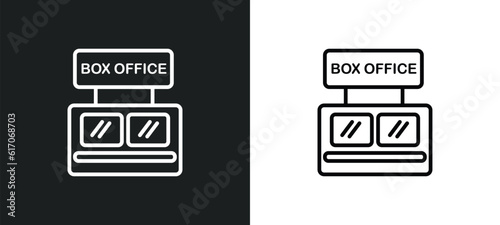box office line icon in white and black colors. box office flat vector icon from box office collection for web, mobile apps and ui. photo