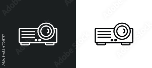 image projector line icon in white and black colors. image projector flat vector icon from image projector collection for web, mobile apps and ui.