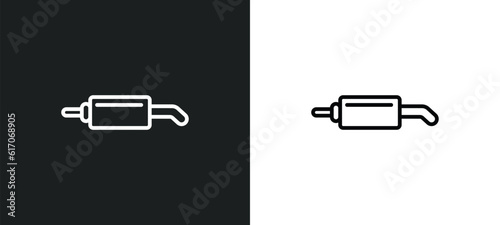 car silencer line icon in white and black colors. car silencer flat vector icon from car silencer collection for web, mobile apps and ui.
