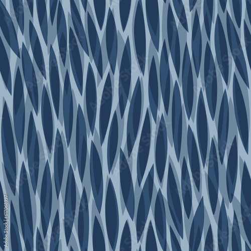 Floral seamless vector pattern. Leafs subtle background. Abstract blue leave ornament