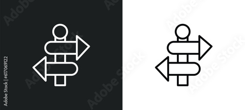 direction line icon in white and black colors. direction flat vector icon from direction collection for web, mobile apps and ui.