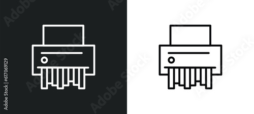 shredder line icon in white and black colors. shredder flat vector icon from shredder collection for web, mobile apps and ui.