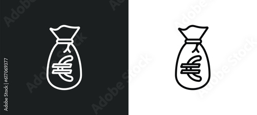 euro money bag line icon in white and black colors. euro money bag flat vector icon from euro money bag collection for web, mobile apps and ui.