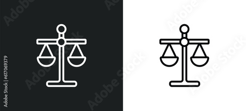 scale in balance line icon in white and black colors. scale in balance flat vector icon from scale balance collection for web, mobile apps and ui.