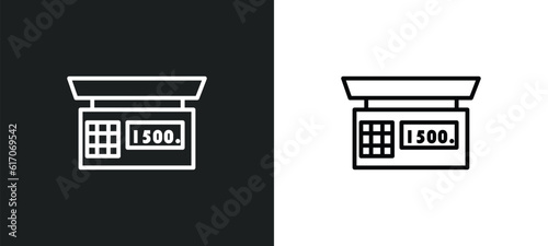electric weight scale line icon in white and black colors. electric weight scale flat vector icon from electric weight scale collection for web, mobile apps and ui.