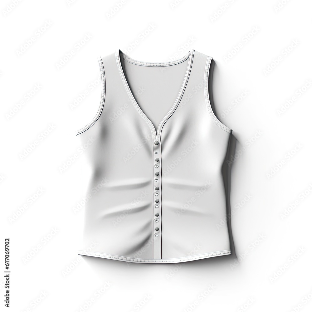 Vest fashion clothes isolated on white background. White mockup clothing. Generative AI Vest fashion clothes isolated on white background. White mockup clothing. Generative AI