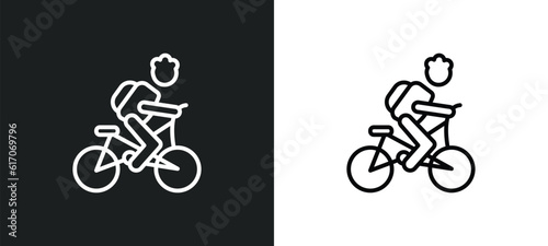 man cycling line icon in white and black colors. man cycling flat vector icon from man cycling collection for web, mobile apps and ui.