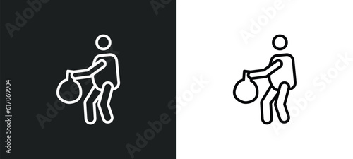 carry garbage line icon in white and black colors. carry garbage flat vector icon from carry garbage collection for web, mobile apps and ui.