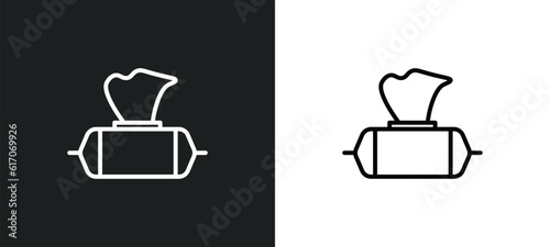wet wipes line icon in white and black colors. wet wipes flat vector icon from wet wipes collection for web, mobile apps and ui.