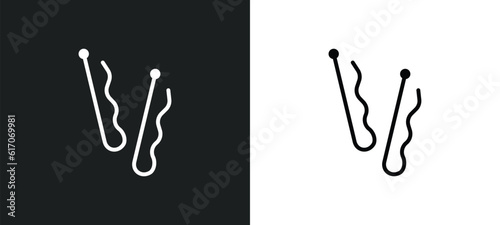 bobby pins line icon in white and black colors. bobby pins flat vector icon from bobby pins collection for web  mobile apps and ui.