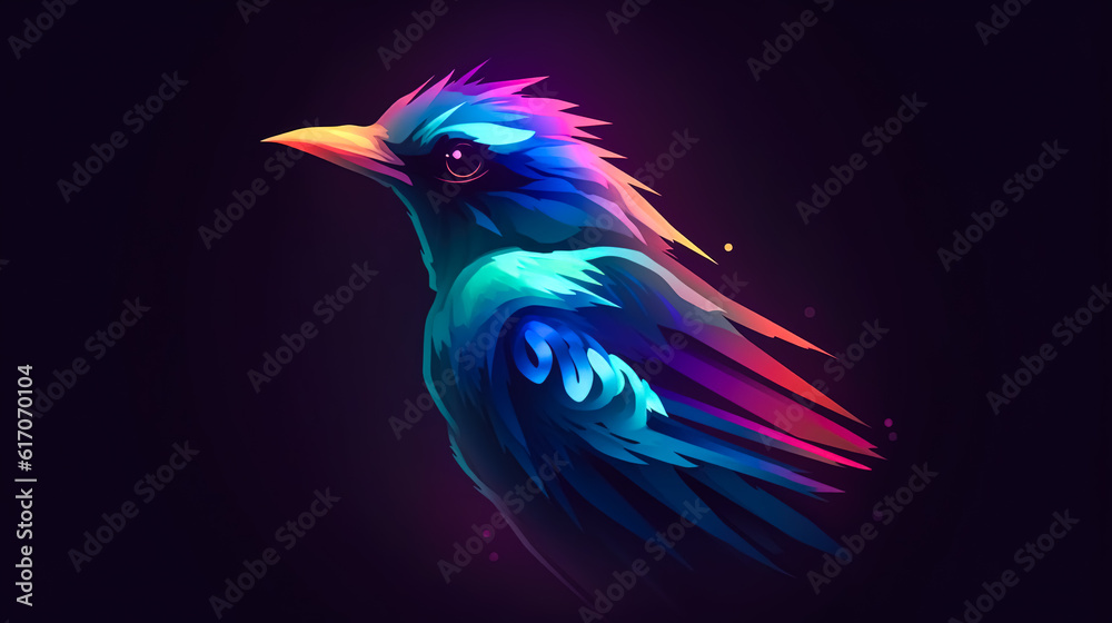 Fototapeta premium Bird on a dark background, logo design, generative AI.