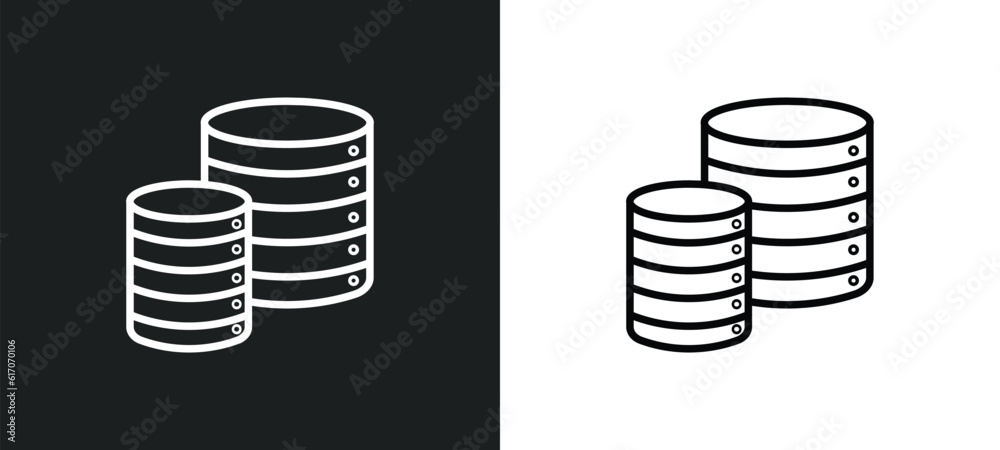 database line icon in white and black colors. database flat vector icon from database collection for web, mobile apps and ui.