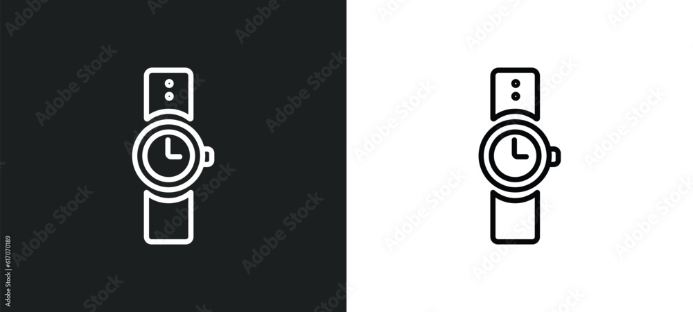 wristwatch line icon in white and black colors. wristwatch flat vector icon from wristwatch collection for web, mobile apps and ui. wristwatch line icon in white and black colors. wristwatch flat vector icon from wristwatch collection for web, mobile apps and ui.
