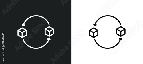 replacement line icon in white and black colors. replacement flat vector icon from replacement collection for web, mobile apps and ui.