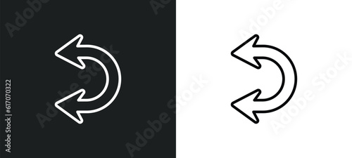 double curve arrow line icon in white and black colors. double curve arrow flat vector icon from double curve arrow collection for web, mobile apps and ui.