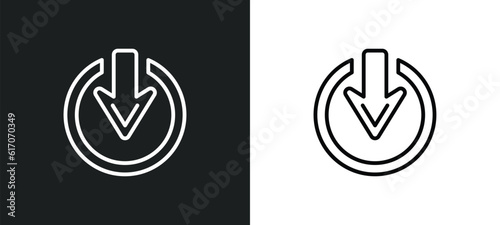 exit down line icon in white and black colors. exit down flat vector icon from exit down collection for web, mobile apps and ui.