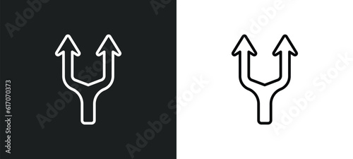 splitting arrow line icon in white and black colors. splitting arrow flat vector icon from splitting arrow collection for web, mobile apps and ui.
