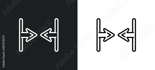 horizontal merge line icon in white and black colors. horizontal merge flat vector icon from horizontal merge collection for web, mobile apps and ui.