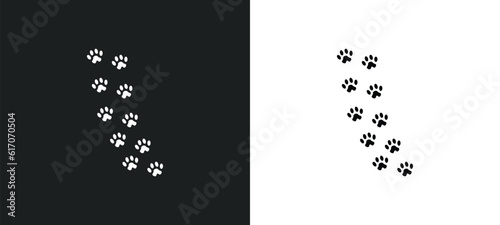 pawprints line icon in white and black colors. pawprints flat vector icon from pawprints collection for web, mobile apps and ui.