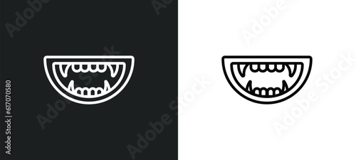 monster mouth line icon in white and black colors. monster mouth flat vector icon from monster mouth collection for web, mobile apps and ui.
