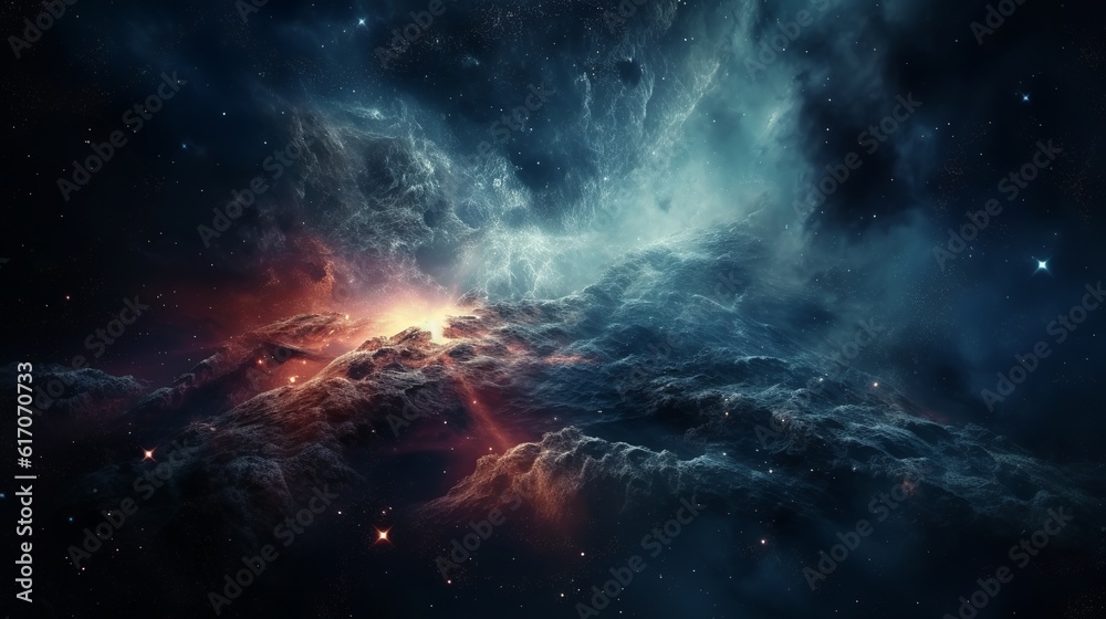 Deep space. Science fiction wallpaper, planets, stars, galaxies and nebulas, Generative Ai