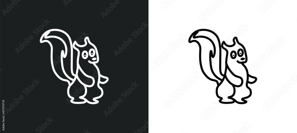skunk line icon in white and black colors. skunk flat vector icon from skunk collection for web, mobile apps and ui. skunk line icon in white and black colors. skunk flat vector icon from skunk collection for web, mobile apps and ui.
